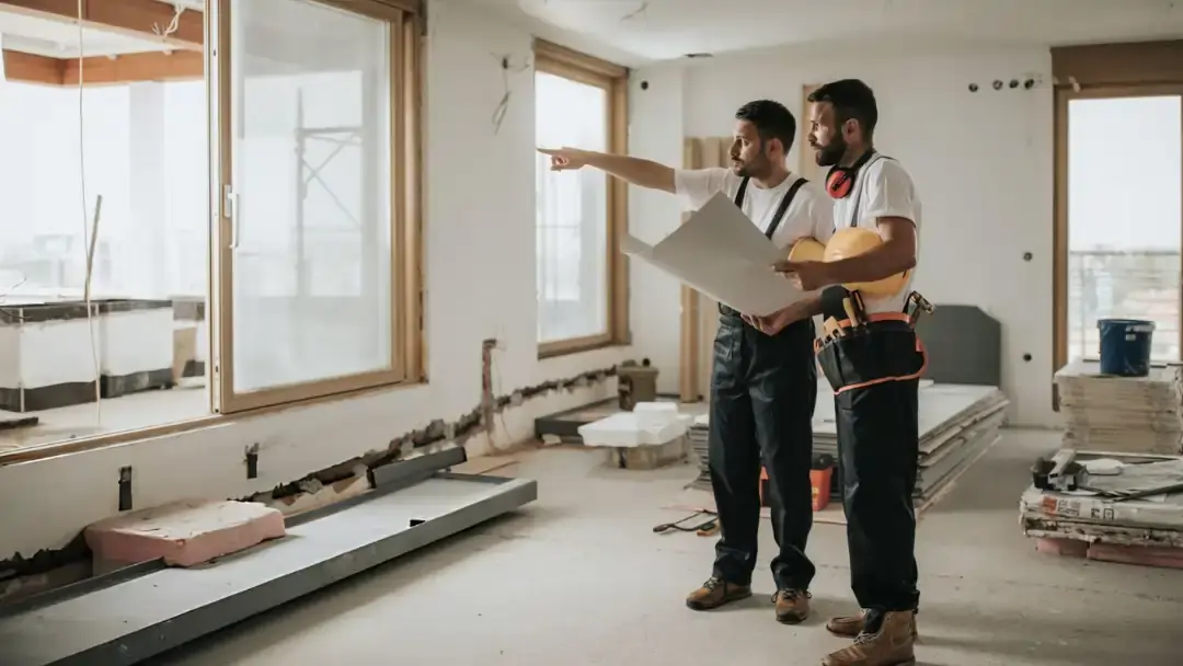 Interior home remodeling work in a residence